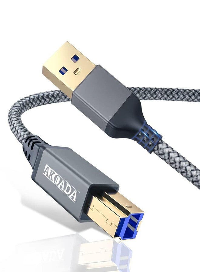 AkoaDa USB 3.0 Cable (10FT), Durable Nylon Braided USB A to USB B Cable Compatible with Printers, Monitor, Docking Station, External Hard Drivers, Scanner, Hub and More Devices(Grey) - Image 1