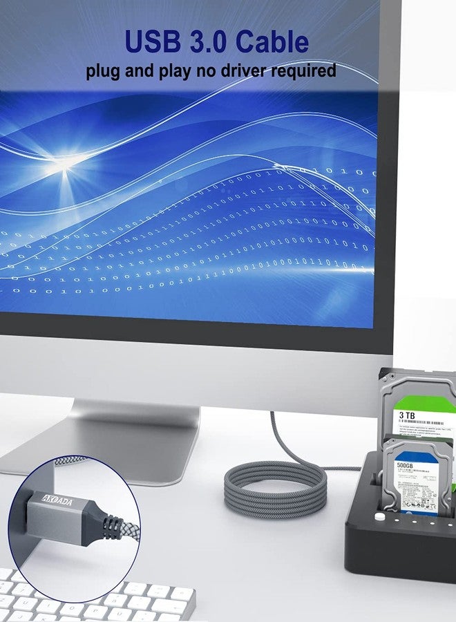 AkoaDa USB 3.0 Cable (10FT), Durable Nylon Braided USB A to USB B Cable Compatible with Printers, Monitor, Docking Station, External Hard Drivers, Scanner, Hub and More Devices(Grey) - Image 3