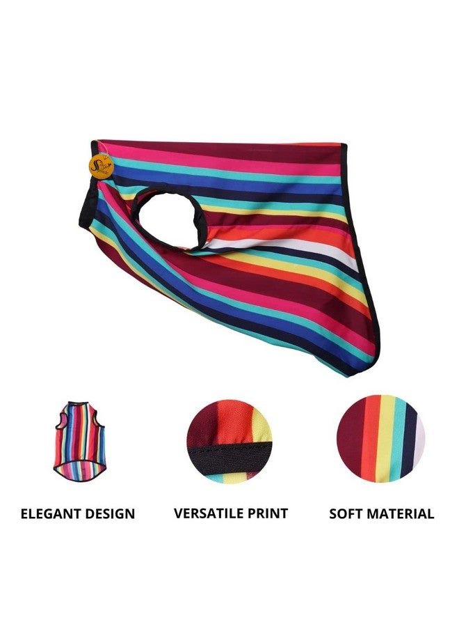 Sage Square Crazy Printed Dog T-Shirt, Trending Dog T-Shirt, Ultra Soft & Light Weight, Comfortable & Breathable Dog Apparel, Trendy Outfit (Small - 14 Inch) (Colorfull Stripes Print) - Image 2