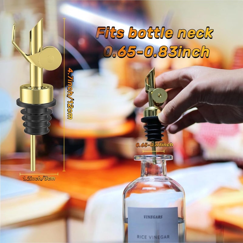 TERESRY Olive Oil Dispenser Spout, Weighted Liquor Pour Spout, Syrup Dispenser Spout, Stainless Steel Automatic Pour Spouts for Liquor Bottles, Oil Bottles, Vinegar, Syrup and Alcohol 8 Pack Golden - Image 3