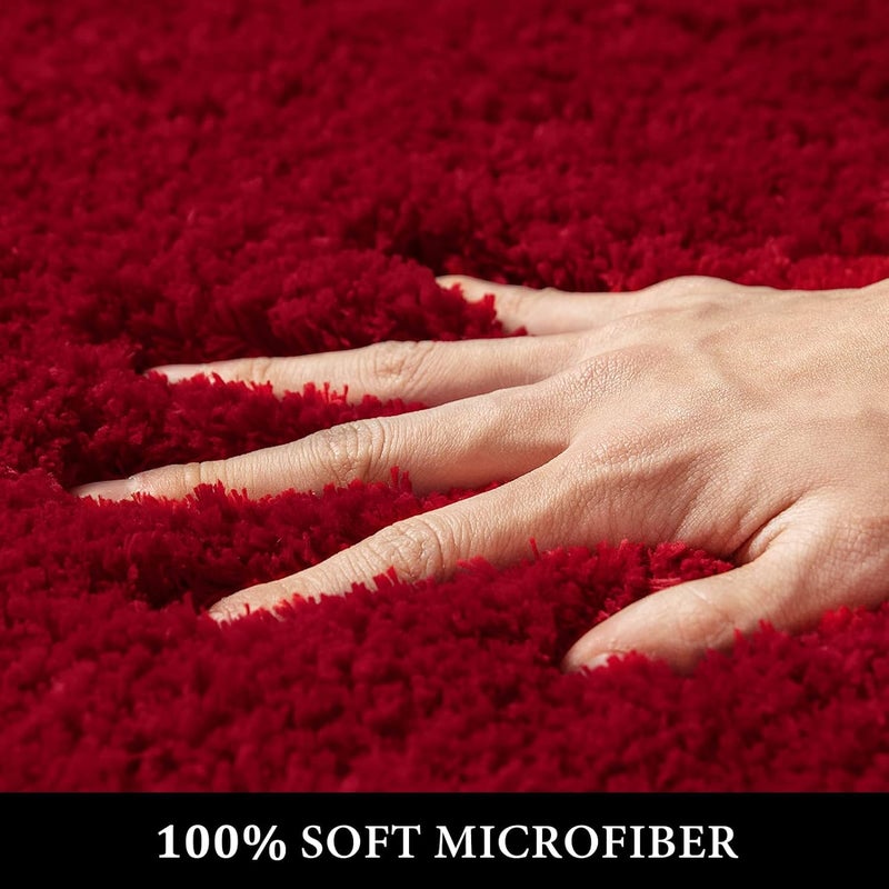 MIULEE Christmas Red Absorbent Bathroom Rugs  Soft Large Bath Mats Non-Slip and Quick-Drying for Bathroom Floor Bathtub Showers  Machine Washable Carpet (24 x 36 Inches) - Image 1