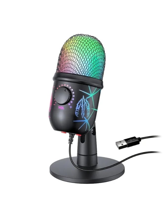 Rgb LED Streaming Microphone for Pc and Mobile – Noise Cancelling USB Mic for Live Broadcast, Gaming, Karaoke and Recording - Image 1