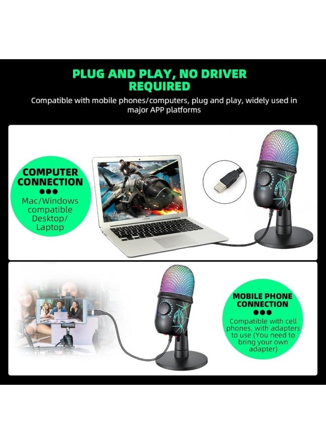 Rgb LED Streaming Microphone for Pc and Mobile – Noise Cancelling USB Mic for Live Broadcast, Gaming, Karaoke and Recording - Image 3