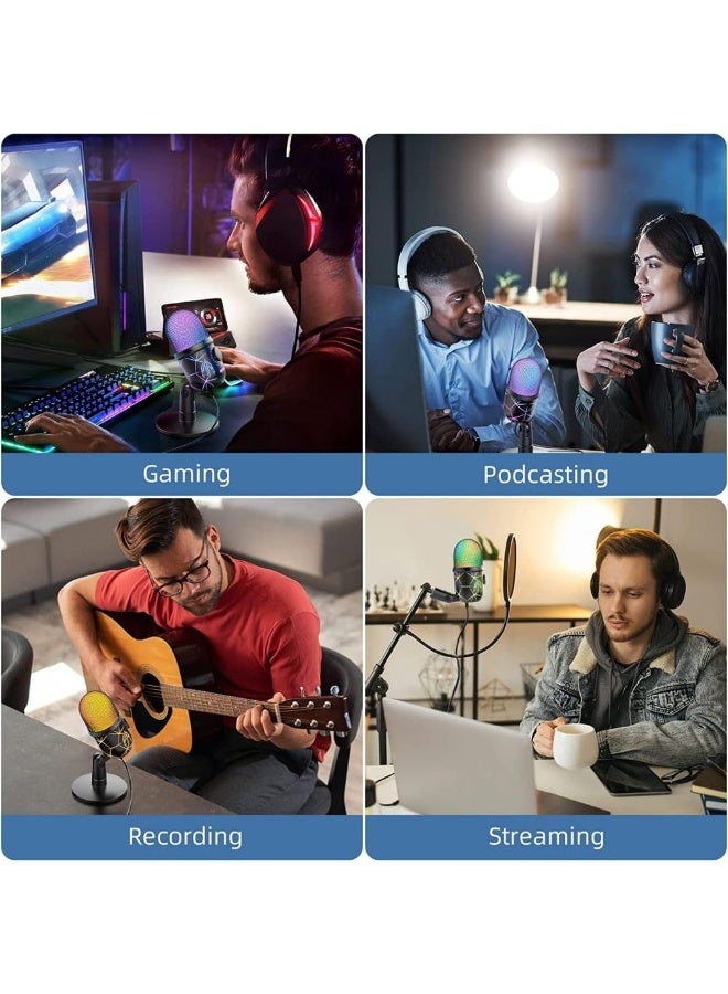 Rgb LED Streaming Microphone for Pc and Mobile – Noise Cancelling USB Mic for Live Broadcast, Gaming, Karaoke and Recording - Image 4