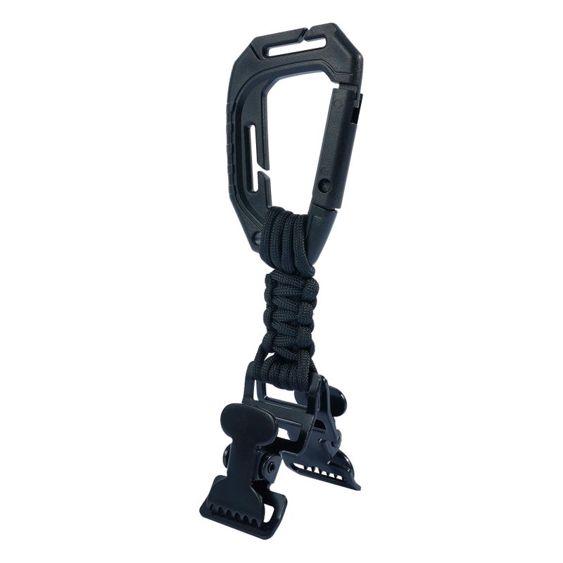 KUNN Glove Clips with Plastic Carabiner and Paracord, Metal Alligator Clips for Tactical Backpack, Work Glove Holders, Black - Image 1