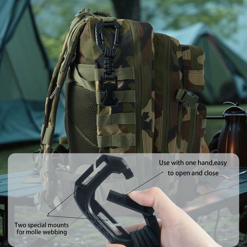 KUNN Glove Clips with Plastic Carabiner and Paracord, Metal Alligator Clips for Tactical Backpack, Work Glove Holders, Black - Image 4