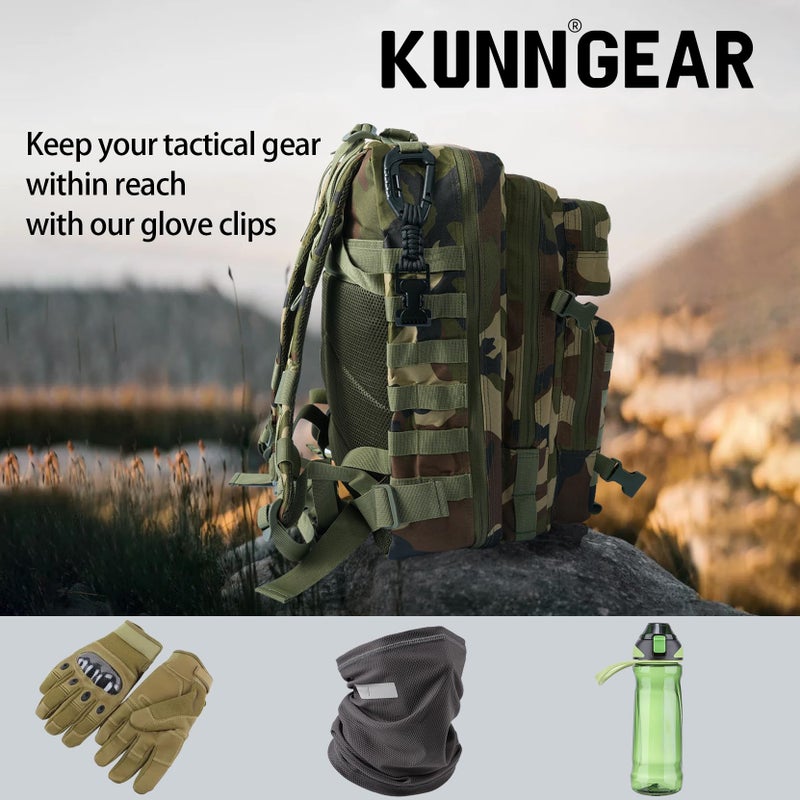 KUNN Glove Clips with Plastic Carabiner and Paracord, Metal Alligator Clips for Tactical Backpack, Work Glove Holders, Black - Image 5
