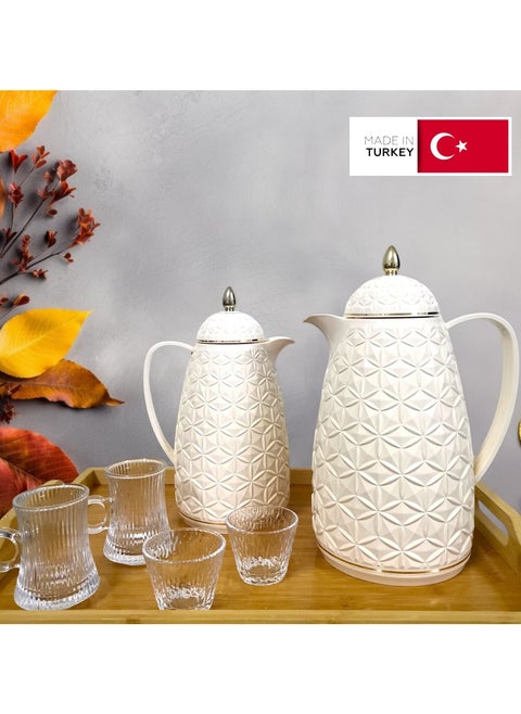 Attractive Coffee and Tea Fridge Thermos Set with Elegant Design made in Turkey 1L + 0.5L