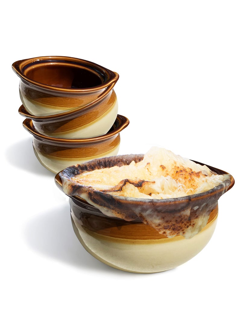 Furmaware Furmaware French Onion Soup Bowls French Onion Soup Crocks Oven Safe Set of 4 12 ounces  4  x 2 