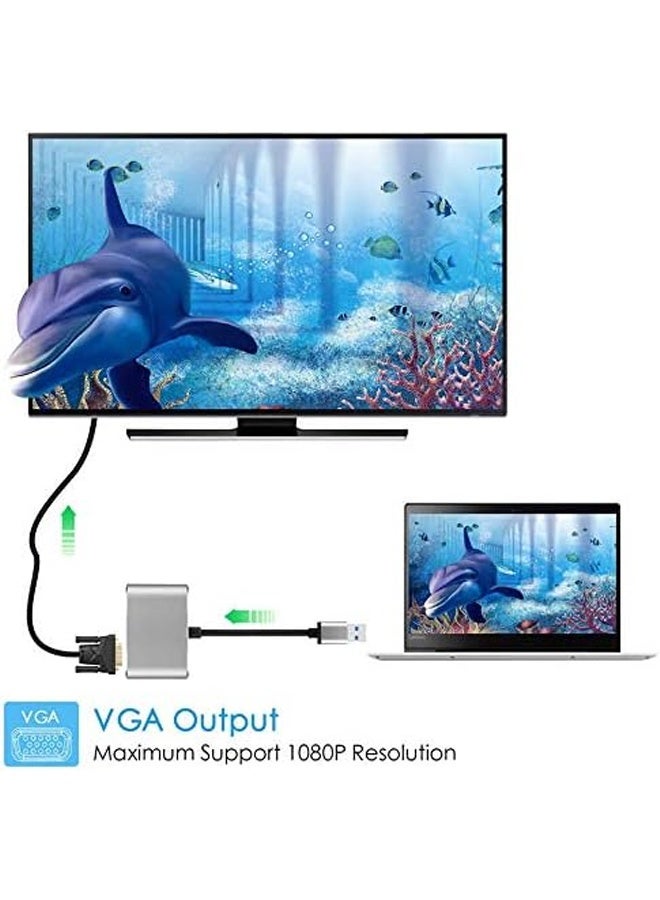 DUNISO USB 3.0 to HDMI VGA Adapter, USB to HDMI Converter，Monitor Display Video Adapter Converter，1080P HDMI and VGA Sync Output，Support Windows 10/8/7 ，Black  - Image 5