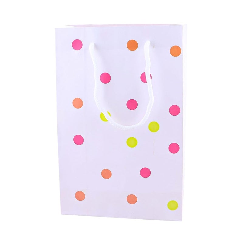 Amit Marketing Paper Carry Bag with Handle - 8X4X10 Inch I Polka Dot Pattern High Stiffness Paper Bags I Ideal for Return Gifting Shopping Diwali Corporate Event Weddings Birthday Party Festival (50 Pcs) - Image 1