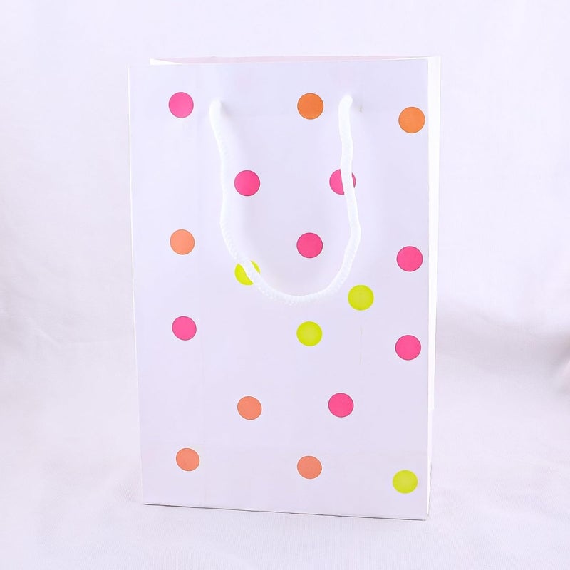 Amit Marketing Paper Carry Bag with Handle - 8X4X10 Inch I Polka Dot Pattern High Stiffness Paper Bags I Ideal for Return Gifting Shopping Diwali Corporate Event Weddings Birthday Party Festival (50 Pcs) - Image 4