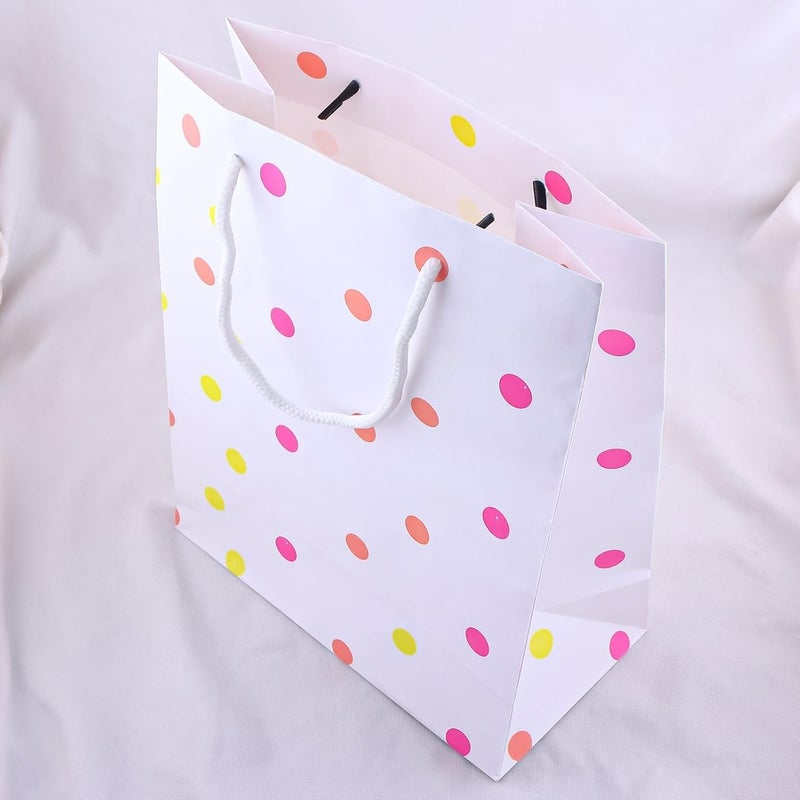 Amit Marketing Paper Carry Bag with Handle - 8X4X10 Inch I Polka Dot Pattern High Stiffness Paper Bags I Ideal for Return Gifting Shopping Diwali Corporate Event Weddings Birthday Party Festival (50 Pcs) - Image 3