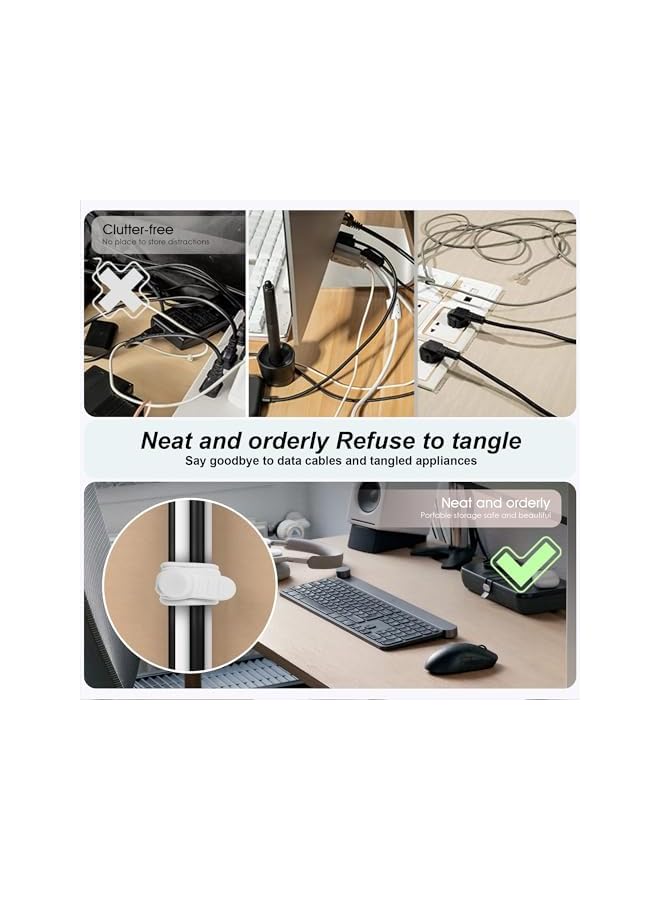 S-TOP 24Pcs Silicone Cable Straps Cord Organizer for Bundling Earphone, Phone Charger, Computer Cords, Reusable Cable Ties Wire Organizer in Home,Office,Kitchen,School (4 Colors) - Image 3