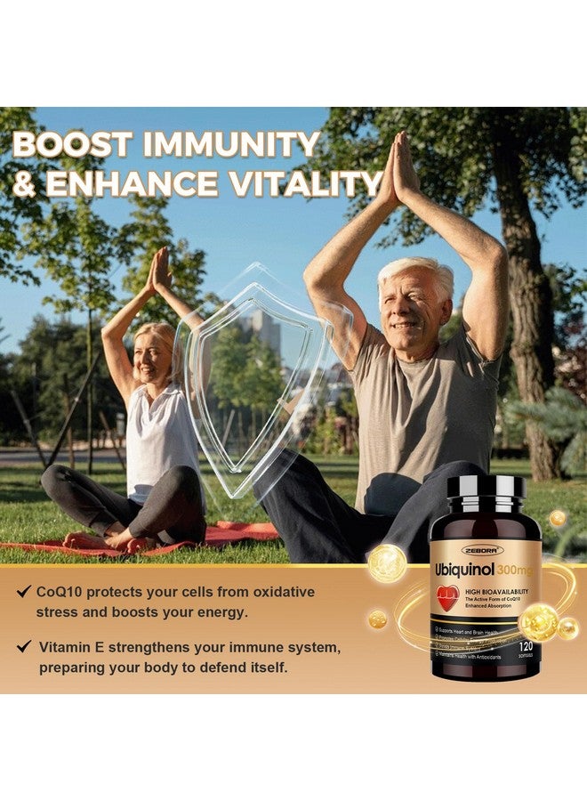 ZEBORA Ubiquinol CoQ10 300mg Softgels, 4-in-1 Powerful Antioxidant for Heart and Vascular Health, Essential for Energy Production, Max Absorption Active Form of CoQ10, 120 Softgels - Image 5