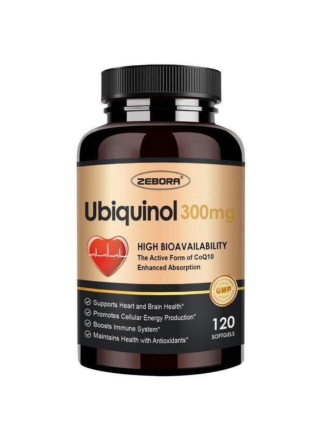 ZEBORA Ubiquinol CoQ10 300mg Softgels, 4-in-1 Powerful Antioxidant for Heart and Vascular Health, Essential for Energy Production, Max Absorption Active Form of CoQ10, 120 Softgels - Image 1