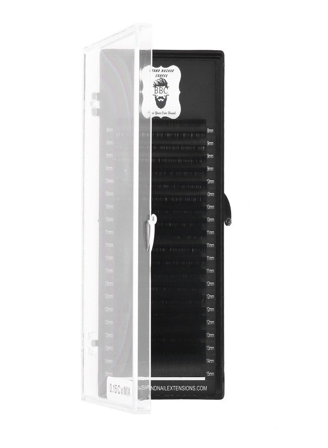 بي بي اس وصلات رموش كلاسيكية منحنية على شكل حرف C، 0.15 مم - أطوال متنوعة من 8 إلى 14 مم، علبة تحتوي على 20 صفًا | رموش كورية شبه دائمة من مادة PBT لتركيب الرموش الكلاسيكية الاحترافية - Image 1