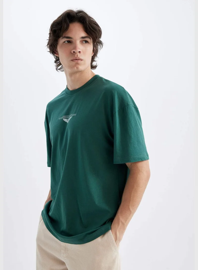 DeFacto Comfort Fit Crew Neck Printed T-Shirt