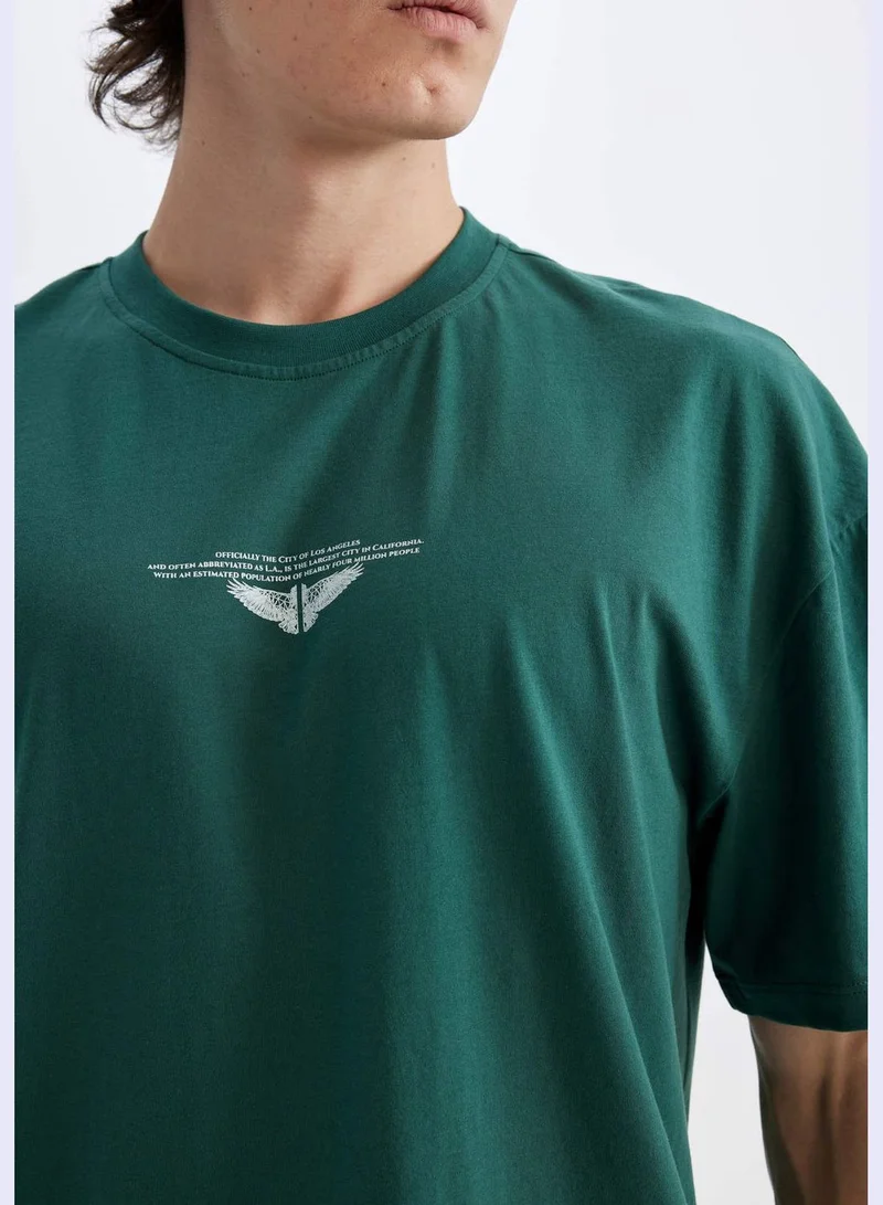 DeFacto Comfort Fit Crew Neck Printed T-Shirt