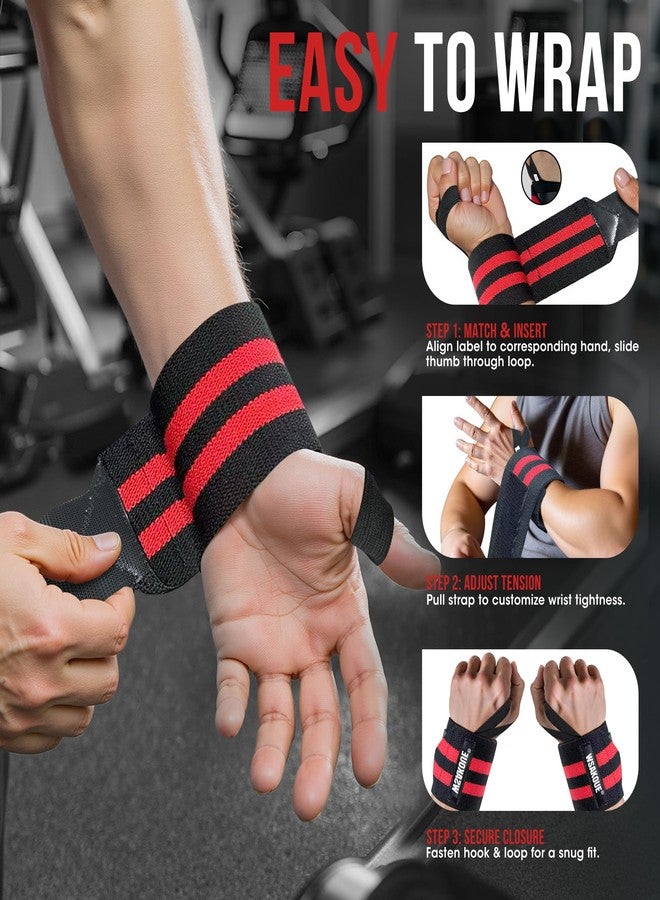 WSAKOUE Weightlifting Wrist Wraps - 18" Professional Wrist Support with Heavy-Duty Thumb Loop for Powerlifting, Bench Press & Strength Training- Adjustable Gym Wrist Straps for Men & Women - Red - Image 5