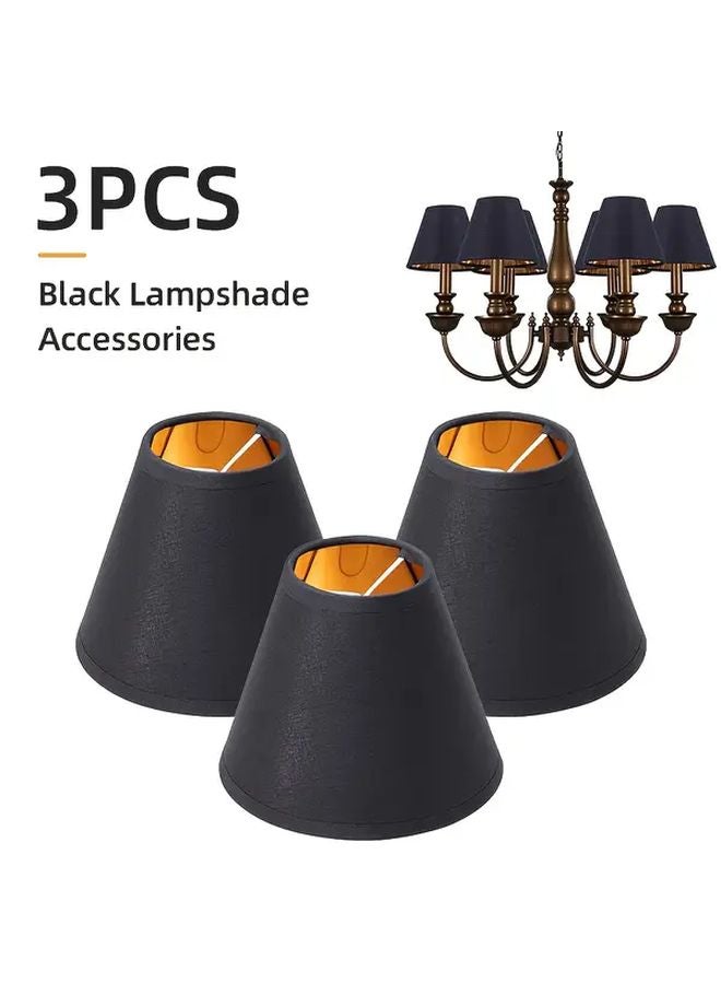 3pcs Black Linen Barrel Lampshade Set For Floor Table And Ceiling Lights - Image 1