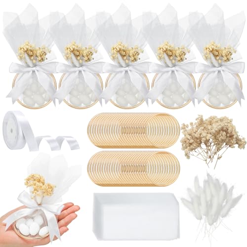 Misdary 50 Set Wedding Almond Candy Favors for Guests Include Ring and Tulle Bag DIY Marzipan Souvenirs for Engagement Bridal Shower Italian Wedding Tradition Gift No Almond CandyClassical - Image 1