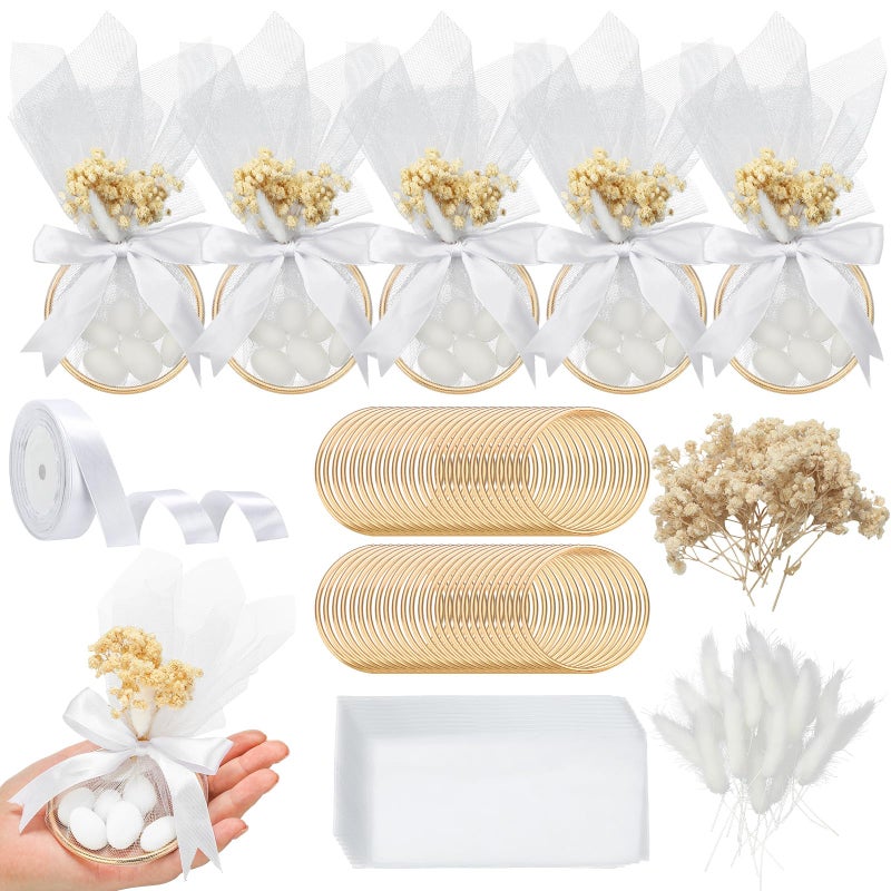 Misdary 50 Set Wedding Almond Candy Favors for Guests Include Ring and Tulle Bag DIY Marzipan Souvenirs for Engagement Bridal Shower Italian Wedding Tradition Gift No Almond CandyClassical - Image 2