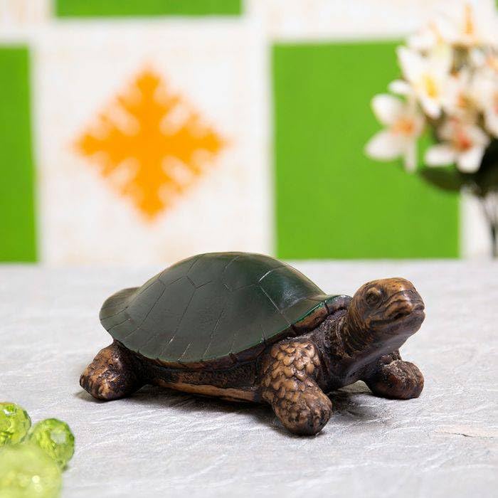 SANDECO 6" Resin Handcrafted Feng Shui Lucky Tortoise For Good Luck Kachhua || Spiritual Auspicious Handmade Stone Work Decorative Showpiece Figurine,Multicolour - Image 5