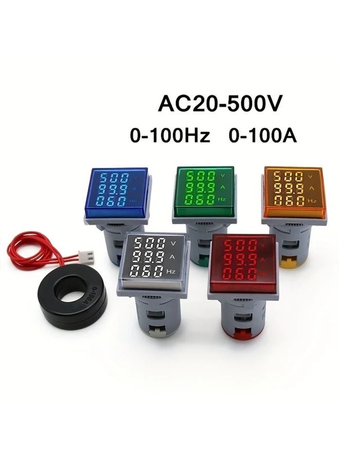 مقياس التردد مربع أبيض LED رقمي للجهد والتيار AC20 500V هيرتز - Image 2