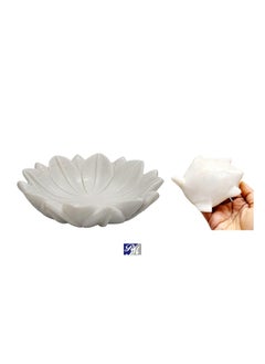 R&M RM 9inch Round Marble Leafy Bowl Urli with 3inch Floating Turtle | Marble Flower Bowl | Marble Floating Turtle Bowl | Marble Candle Bowl  - Image 2