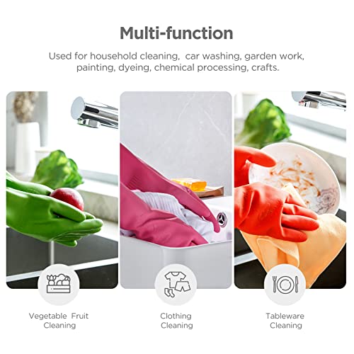 IUCGE Rubber dishwashing gloves 3 Pairs for kitchenCleaning washing dish gloves long for household reuseable durableLargeMulticolor - Image 5
