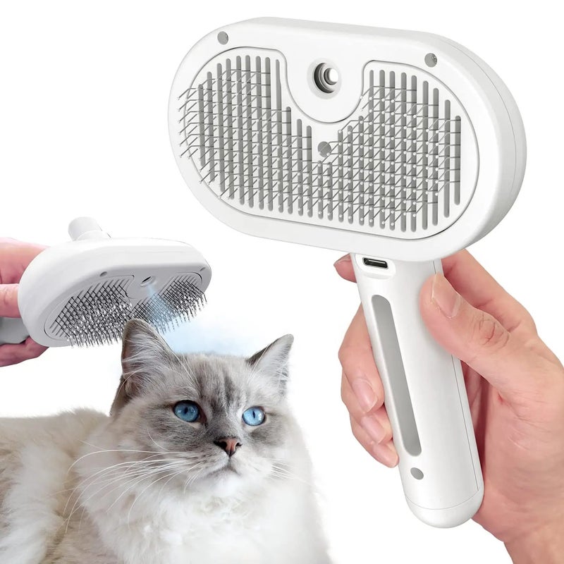 Bluejw Pet Spray Brush for Cats & Dogs - Self Cleaning Slicker Brush with Mist Spray & One-Button Hair Release - Gentle Grooming & De-shedding Supplies - Image 2