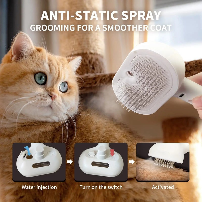 Bluejw Pet Spray Brush for Cats & Dogs - Self Cleaning Slicker Brush with Mist Spray & One-Button Hair Release - Gentle Grooming & De-shedding Supplies - Image 4