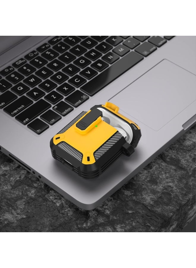 Compatibility With AirPods 2nd Generation Case Cover, AirPods 2 Case with Lock Gen 2 Hard Shell Rugged Shockproof Protective Cover with Keychain (Yellow) - Image 2