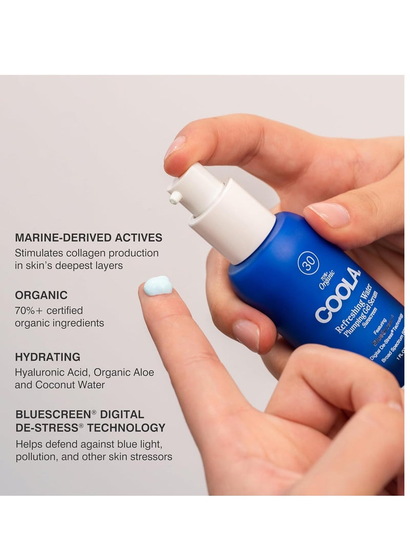 COOLA Refreshing Water Plumping Gel with SPF 30, Dermatologist Tested Face Sunscreen with Hyaluronic Acid, Organic Aloe, and Coconut Water, 1 Fl Oz - Image 3