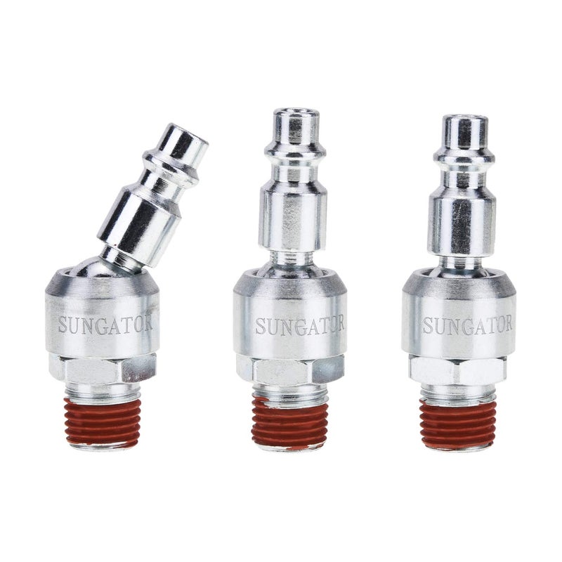 SUNGATOR 3Pack 14 Inch Swivel Air Tool Fittings 360 Rotatable 14 Industrial Plugs 14 MNPT Swivel Air Compressor Hose Fittings Quick Connect Male NPT Plugs