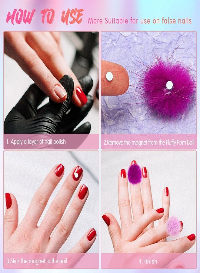 Zhehao 30 Pieces Nail Pom Balls Nail Art Fluffy Balls Detachable Nail Plush Ball 3D Soft Nail Art Ball Removable Manicure Pom Ball Nail Art Decoration for Women Manicure, 15 Colors - Image 3