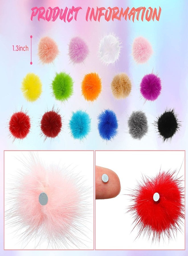 Zhehao 30 Pieces Nail Pom Balls Nail Art Fluffy Balls Detachable Nail Plush Ball 3D Soft Nail Art Ball Removable Manicure Pom Ball Nail Art Decoration for Women Manicure, 15 Colors - Image 2