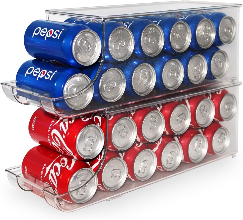 ShelfShaper Soda Can Organizer with Lids Stackable Soda Can Dispenser for Refrigerator Clear Can Holder Organization and Storage Bins for Fridge Kitchen Countertop Drink Pantry Organizers Holds 12 Cans Each - Image 2