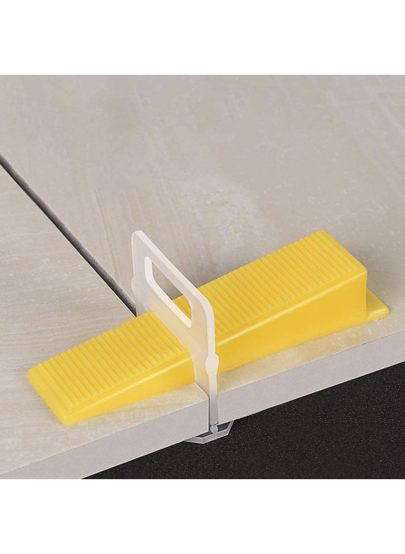 Grasse Grasse Tile Leveling System 3 MM SET 200 Pcs Tile Leveling System Wall Floor Spacer Tile Levelling Tool 200 Clips 200 Wedges 3 mm Wedge and Clips set 200  - Image 1