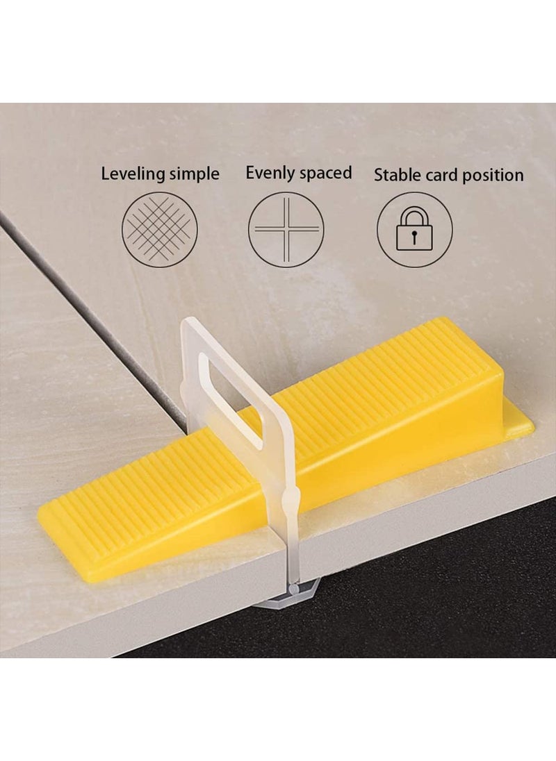 Grasse Grasse Tile Leveling System 3 MM SET 200 Pcs Tile Leveling System Wall Floor Spacer Tile Levelling Tool 200 Clips 200 Wedges 3 mm Wedge and Clips set 200  - Image 2