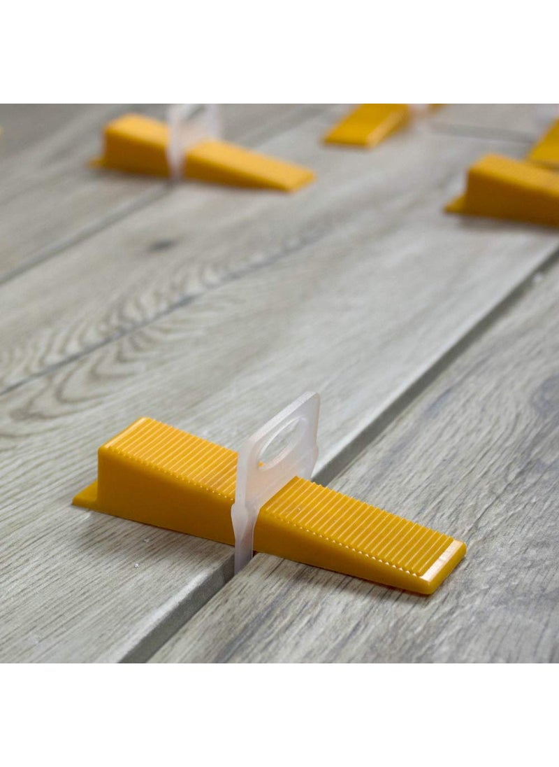 Grasse Grasse Tile Leveling System 3 MM SET 200 Pcs Tile Leveling System Wall Floor Spacer Tile Levelling Tool 200 Clips 200 Wedges 3 mm Wedge and Clips set 200  - Image 4