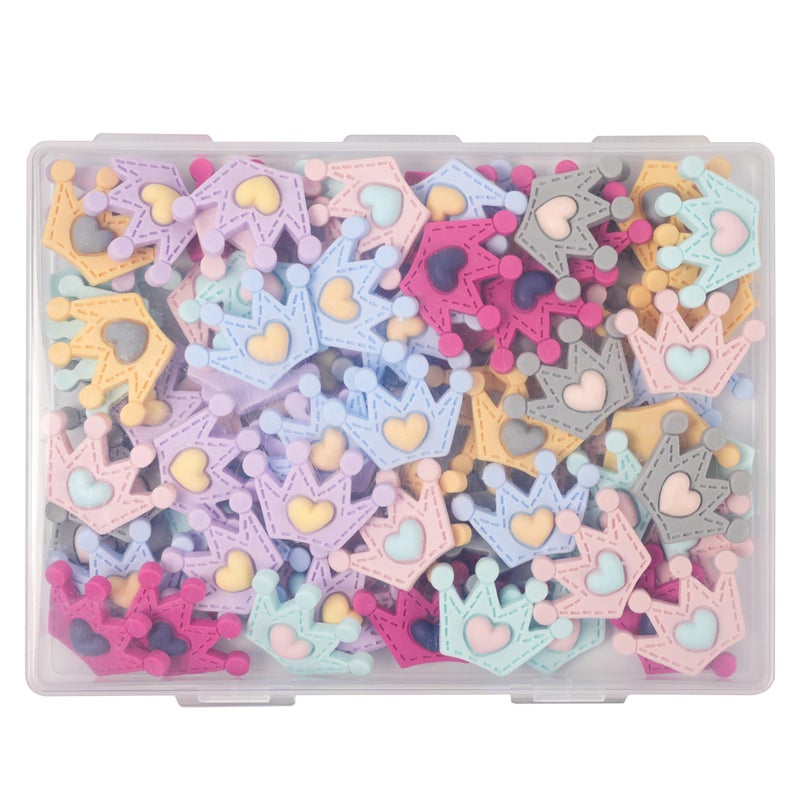 Damyda Resin Crown Slime Charms Cute Set 50pcs Resin Embellishments Bulk Mixed Color (1.3"x 0.87") - Image 5