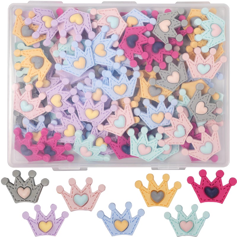 Damyda Resin Crown Slime Charms Cute Set 50pcs Resin Embellishments Bulk Mixed Color (1.3"x 0.87") - Image 4