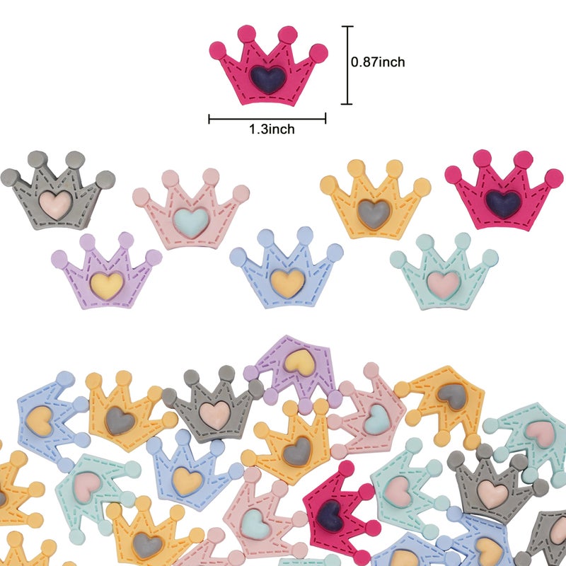 Damyda Resin Crown Slime Charms Cute Set 50pcs Resin Embellishments Bulk Mixed Color (1.3"x 0.87") - Image 2