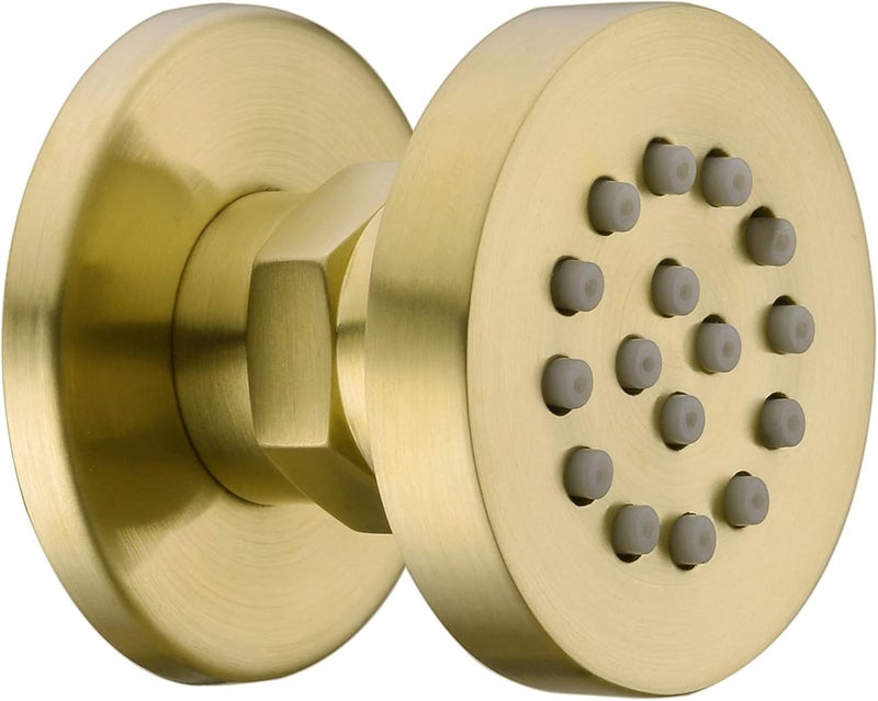 orhemus Solid Brass Body Spray Shower Jet - Round Massage Side Sprayer Spa System Shower Set Adjustable Wall Mounted, Brushed Gold Brass Finish - Image 2