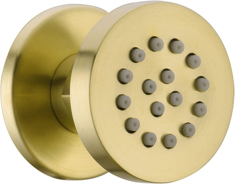 orhemus Solid Brass Body Spray Shower Jet - Round Massage Side Sprayer Spa System Shower Set Adjustable Wall Mounted, Brushed Gold Brass Finish - Image 1