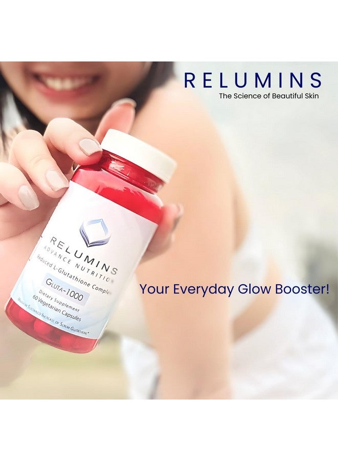 Relumins Advance Nutrition Gluta 1000 - Reduced L-Glutathione, Alpha Lipoic Acid & Rose HIPS - Antioxidant Support for Skin & Overall Wellness - 30 Veg Capsules x 3 Bottles (45-Day Supply) - Image 4