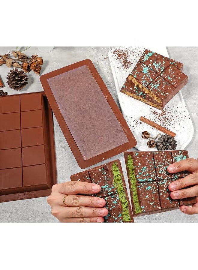 قوالب شريط الشوكولاته العميقة 2 حزمة ، قوالب شريط الشوكولاته سيليكون كبيرة وسميكة لشريط محشو ، كبير الشوكولاته حلوى بار العفن لملء الكنافة الفستق الشوكولاته بار - Image 4