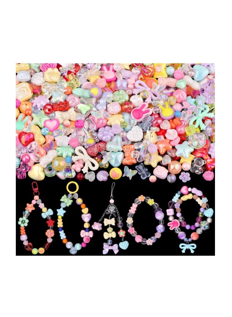 Capstro 180–240PCS Kawaii Acrylic Jewelry Making Kit (160g) – Mixed Cute Resin Charms & Beads for DIY Bracelets, Necklaces, Keychains & Crafts – Fun Set for Kids & Adults - Image 1